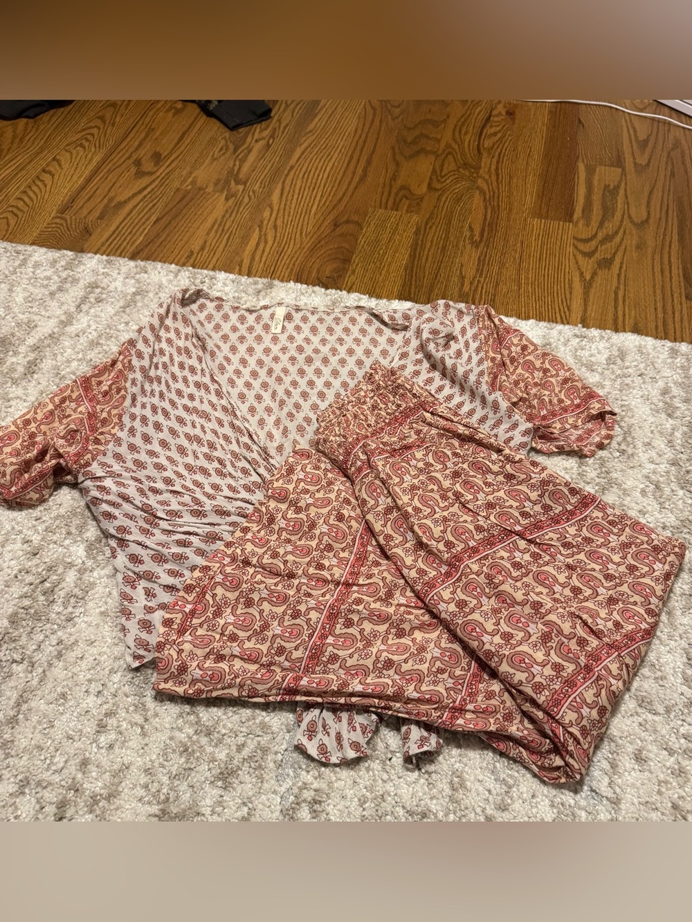 Elan Pink & Cream Printed Cover-Up Set